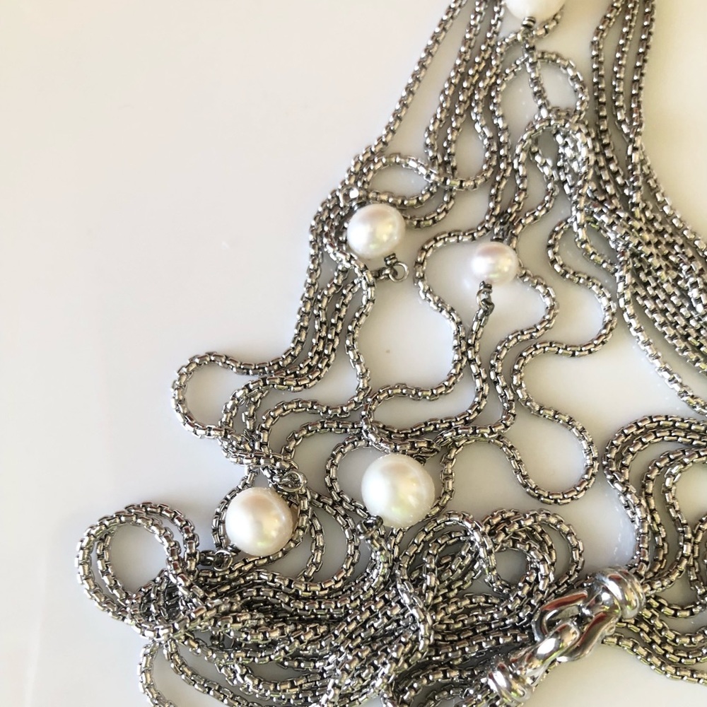 David Yurman Four Row Chain Necklace with Pearls - Picture 14 of 16
